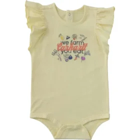 Jenters korte body med løse ermer og grønnsaksmotiv (baby)