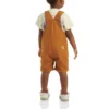 Jenters shortalls i kanvas med volanger foran (baby/småbarn)