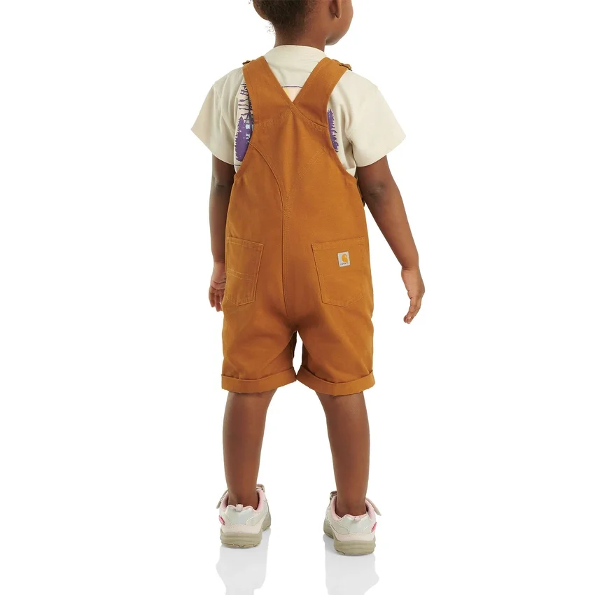 Jenters shortalls i kanvas med volanger foran (baby/småbarn)