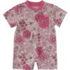 Kortærmet blomstermønstret Henley-romper med lommer for jenter (baby)