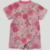 Kortærmet blomstermønstret Henley-romper med lommer for jenter (baby)
